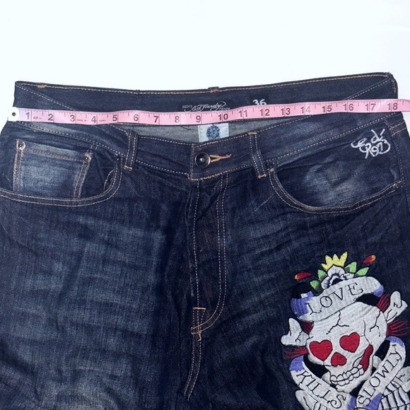 Ed Hardy mens jeans 36 x 34 new w/o tag unworn graphic pants vintage y2k fashion - Picture 3 of 9